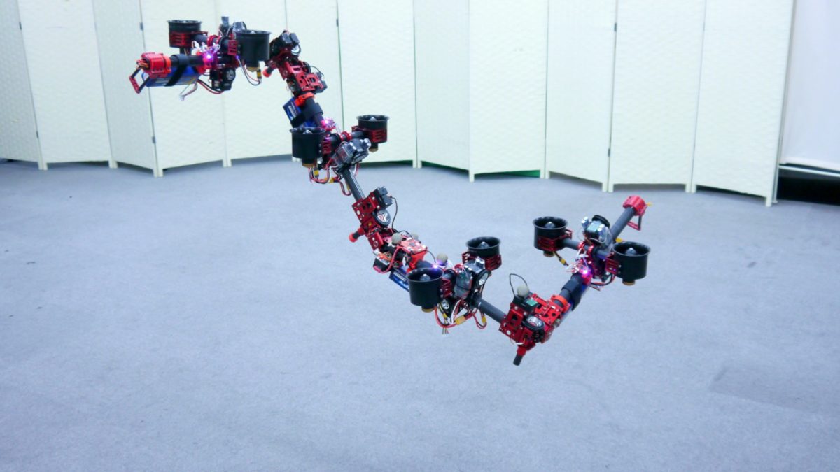 Flying Dragon Robot Transforms Itself to Squeeze Through Gaps